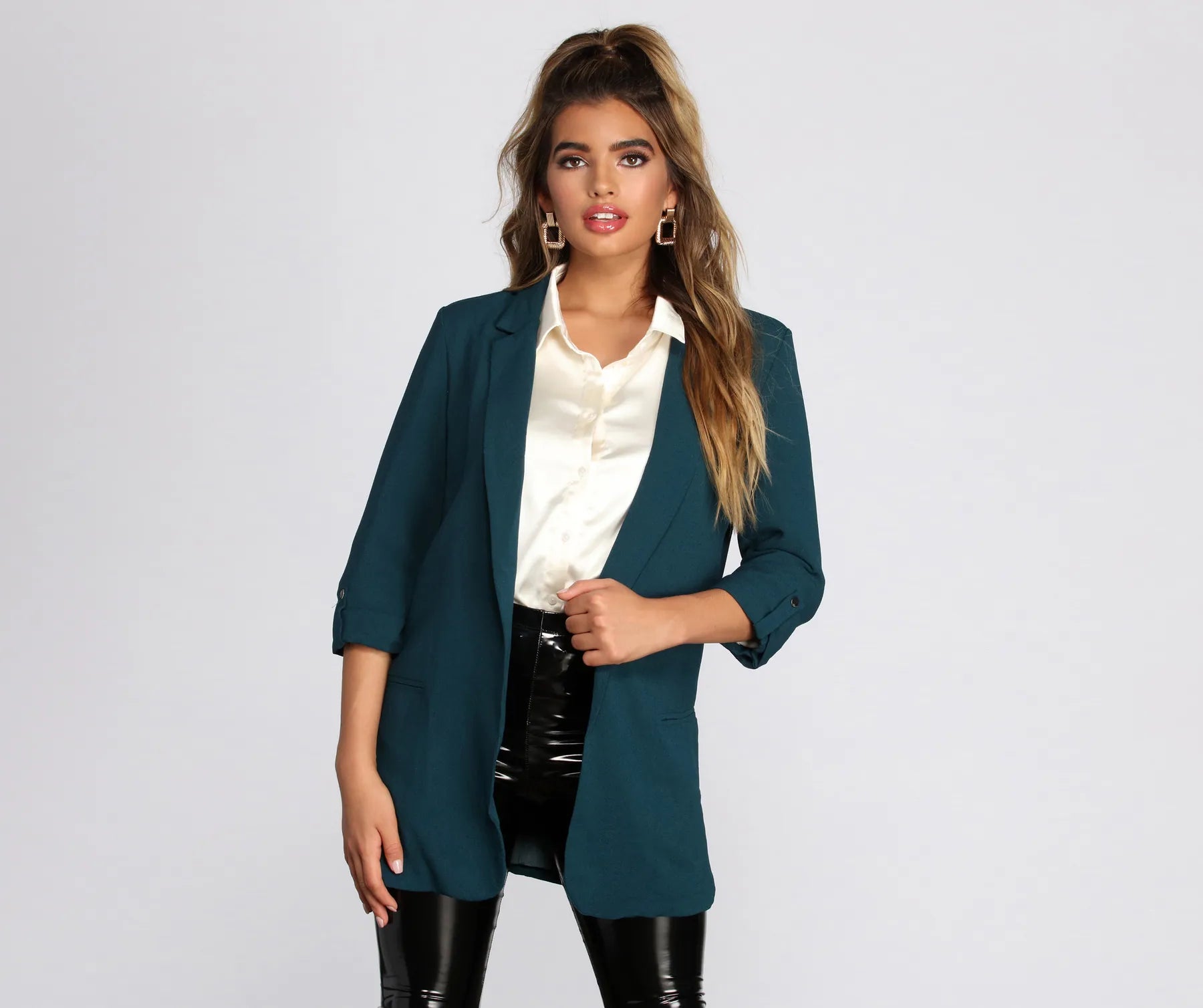 Over-Sized Woven Boyfriend Blazer - Image 12