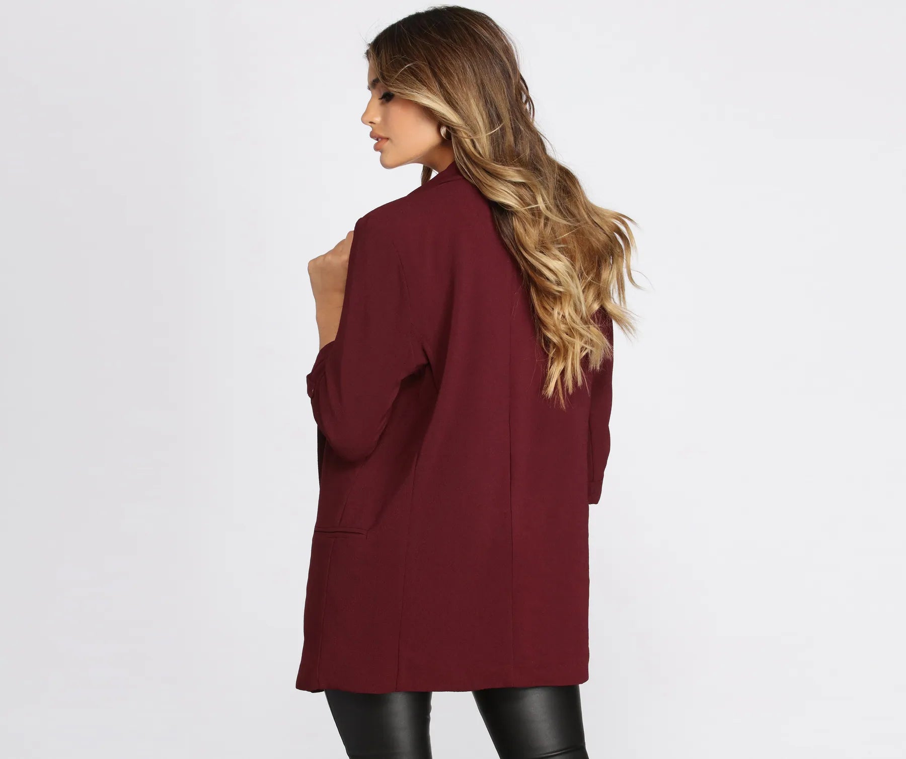 Over-Sized Woven Boyfriend Blazer - Image 6