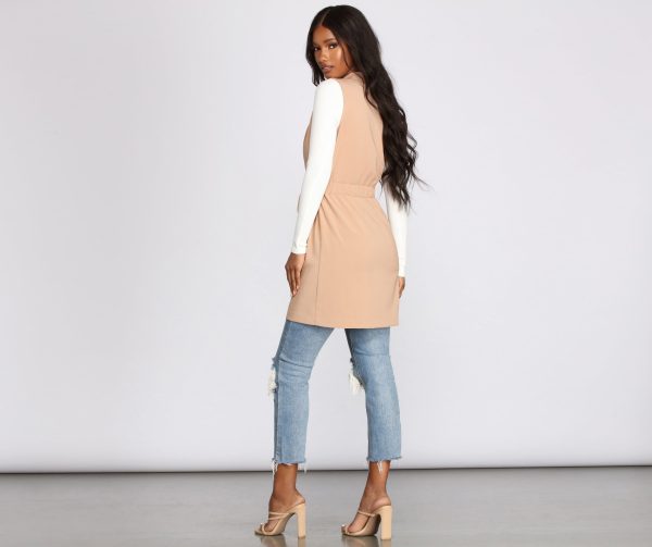 Belted and Poised Trench Vest - Image 2