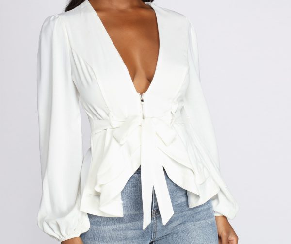 Simply Irresistible Zip Front Ruffled Blouse - Image 3