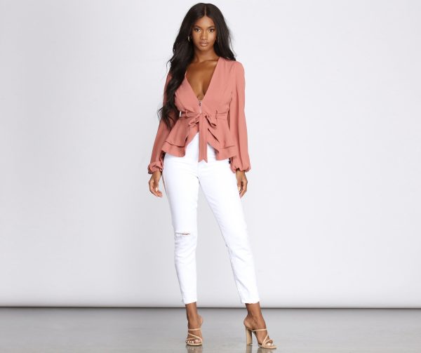 Simply Irresistible Zip Front Ruffled Blouse - Image 12