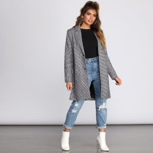On My Street Style Glen Plaid Coat
