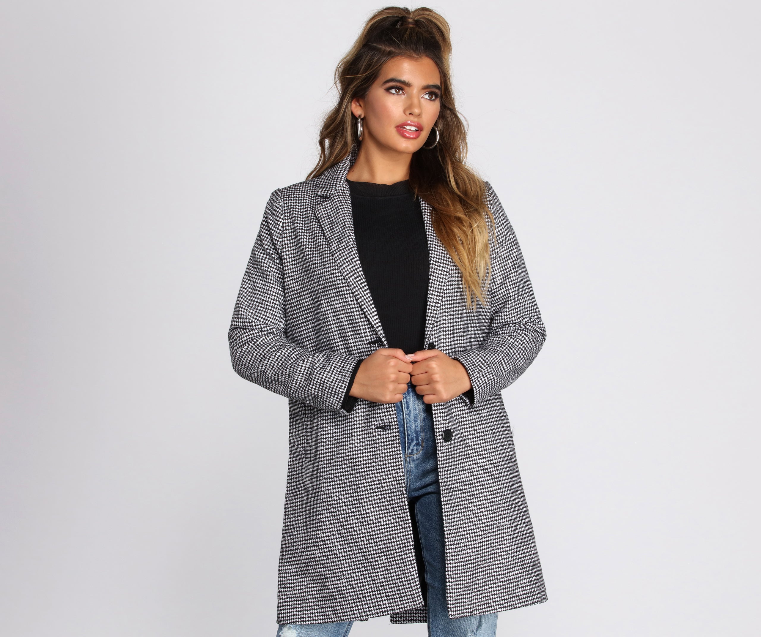 On My Street Style Glen Plaid Coat - Image 3