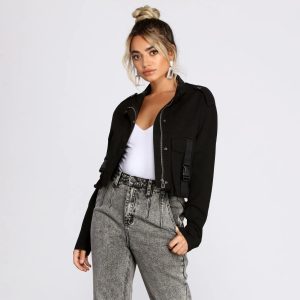 Buckle Up Cropped Jacket