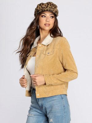 Corduroy Faux Fur Trucker Jacket