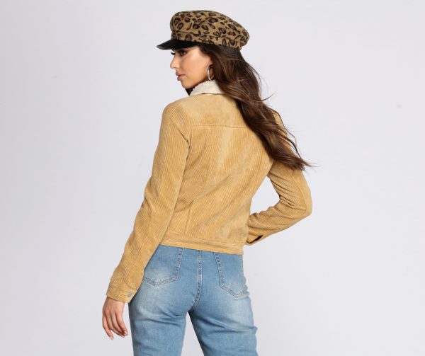 Corduroy Faux Fur Trucker Jacket - Image 2
