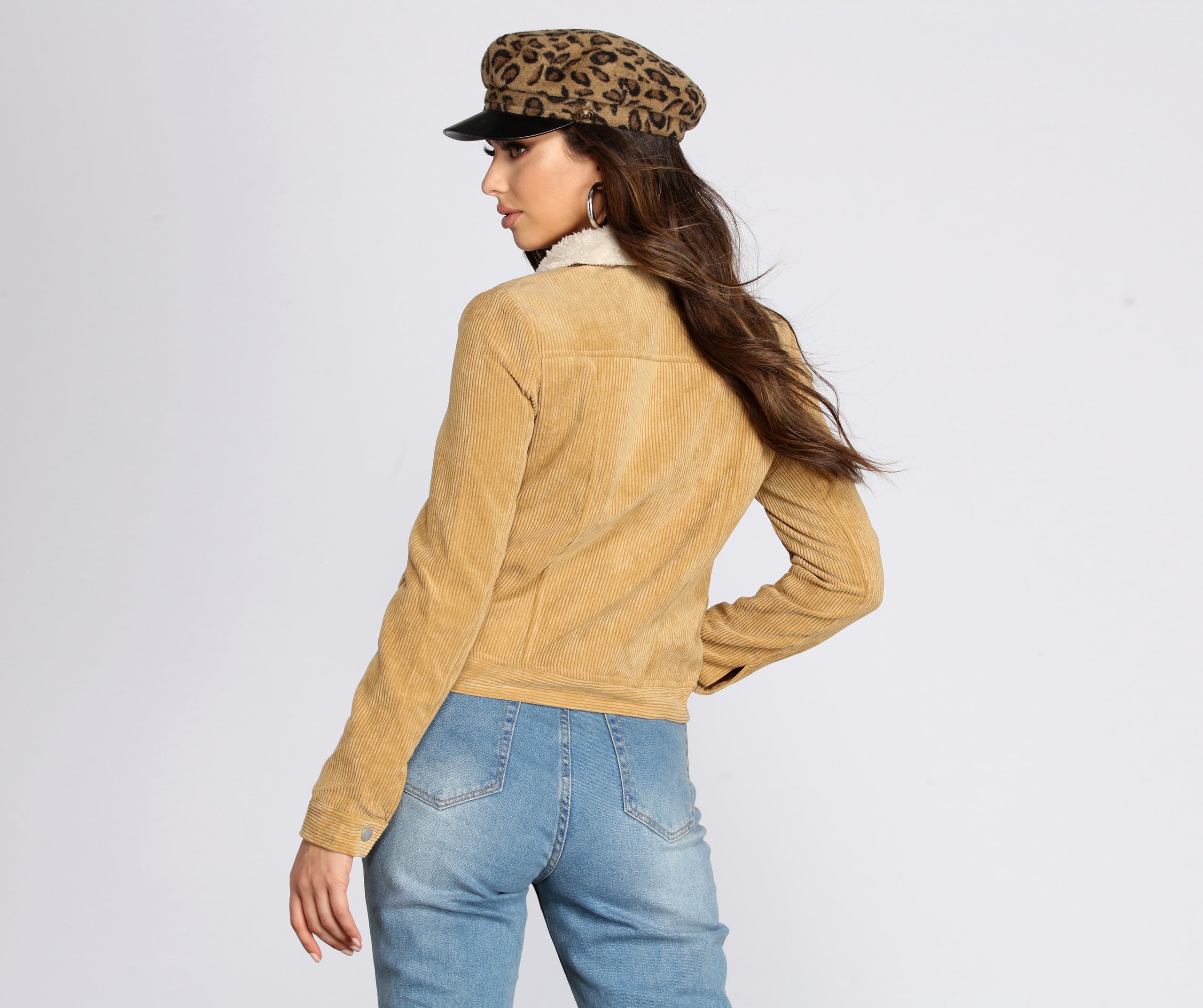 Corduroy Faux Fur Trucker Jacket - Image 2