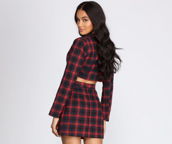 Preciously Plaid Cropped Blazer - Image 2