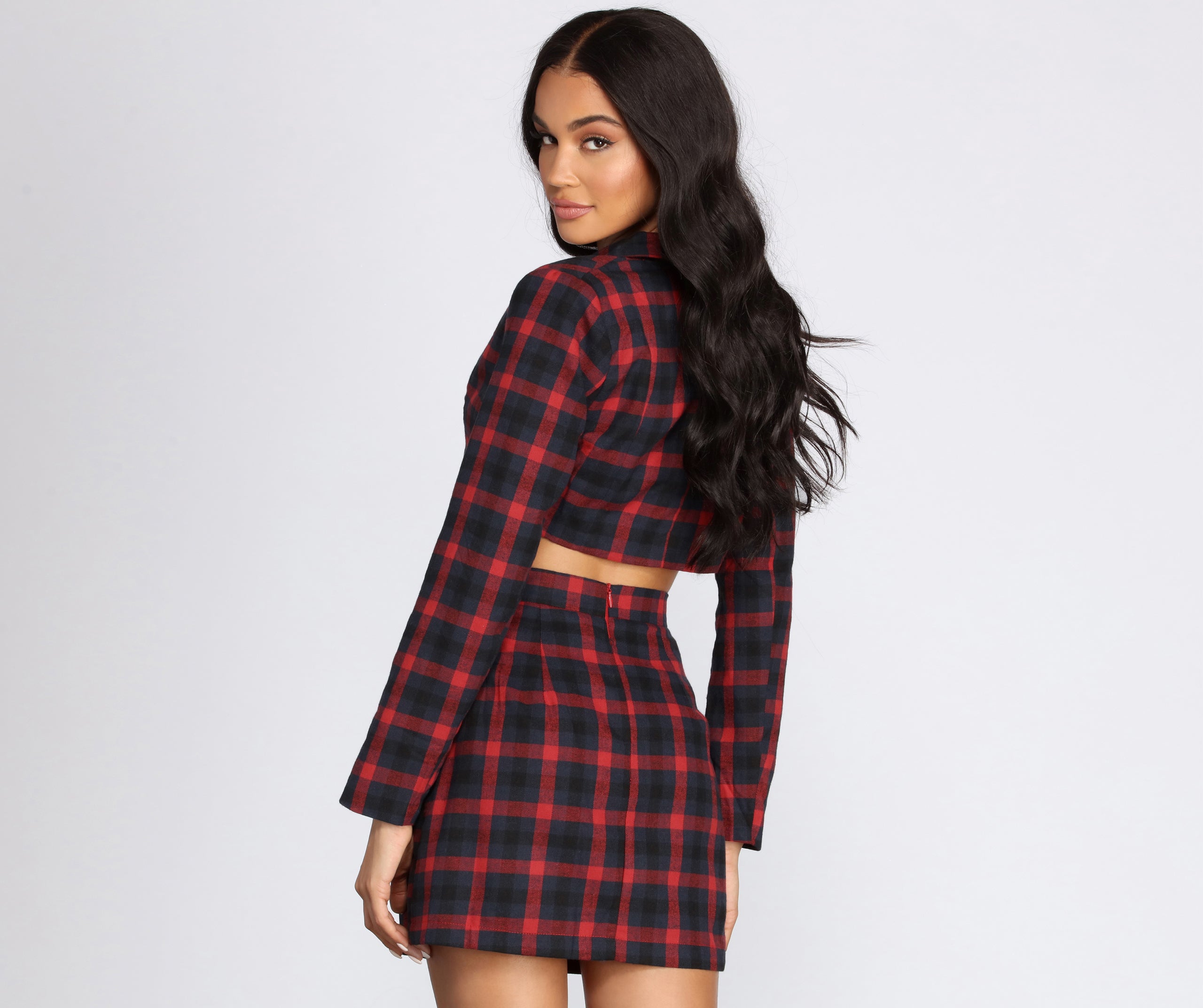 Preciously Plaid Cropped Blazer - Image 2