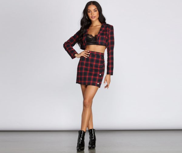 Preciously Plaid Cropped Blazer - Image 3