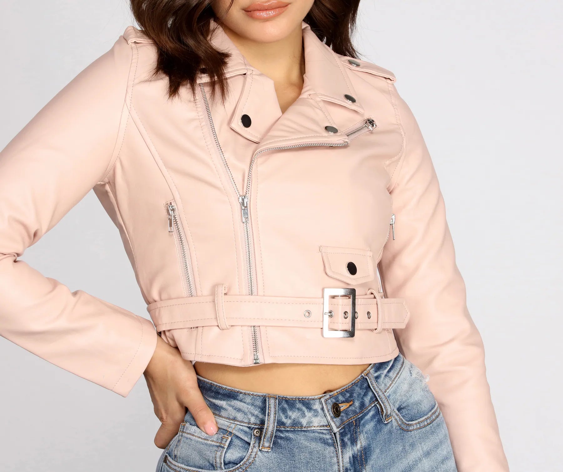 Biker Chic Crop Jacket - Image 10