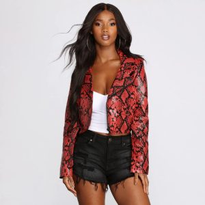 Betta' Than Eva' Snake Print Moto Jacket
