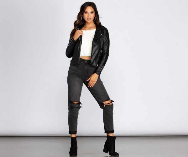Kick It Up A Notch Faux Leather Moto Jacket - Image 8