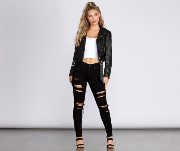 Living On The Edge Faux Leather Moto Jacket - Image 4