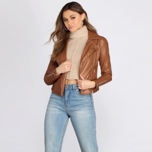 Kick It Up A Notch Faux Leather Moto Jacket
