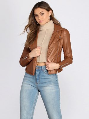 Kick It Up A Notch Faux Leather Moto Jacket