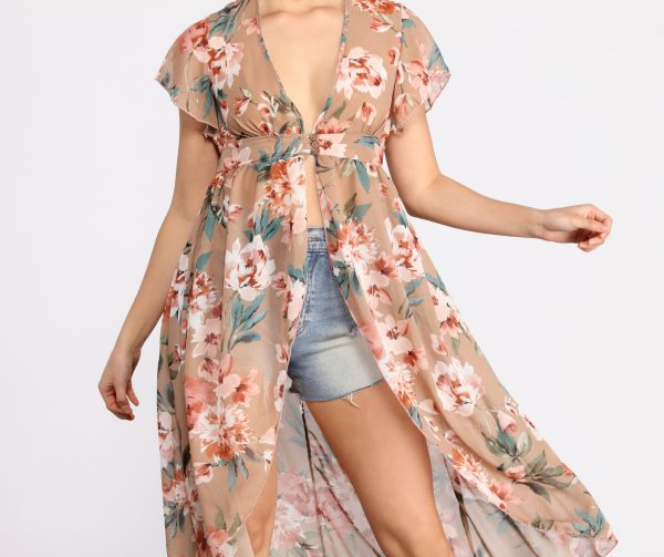 Dream State Chiffon Floral High Low Duster - Image 3