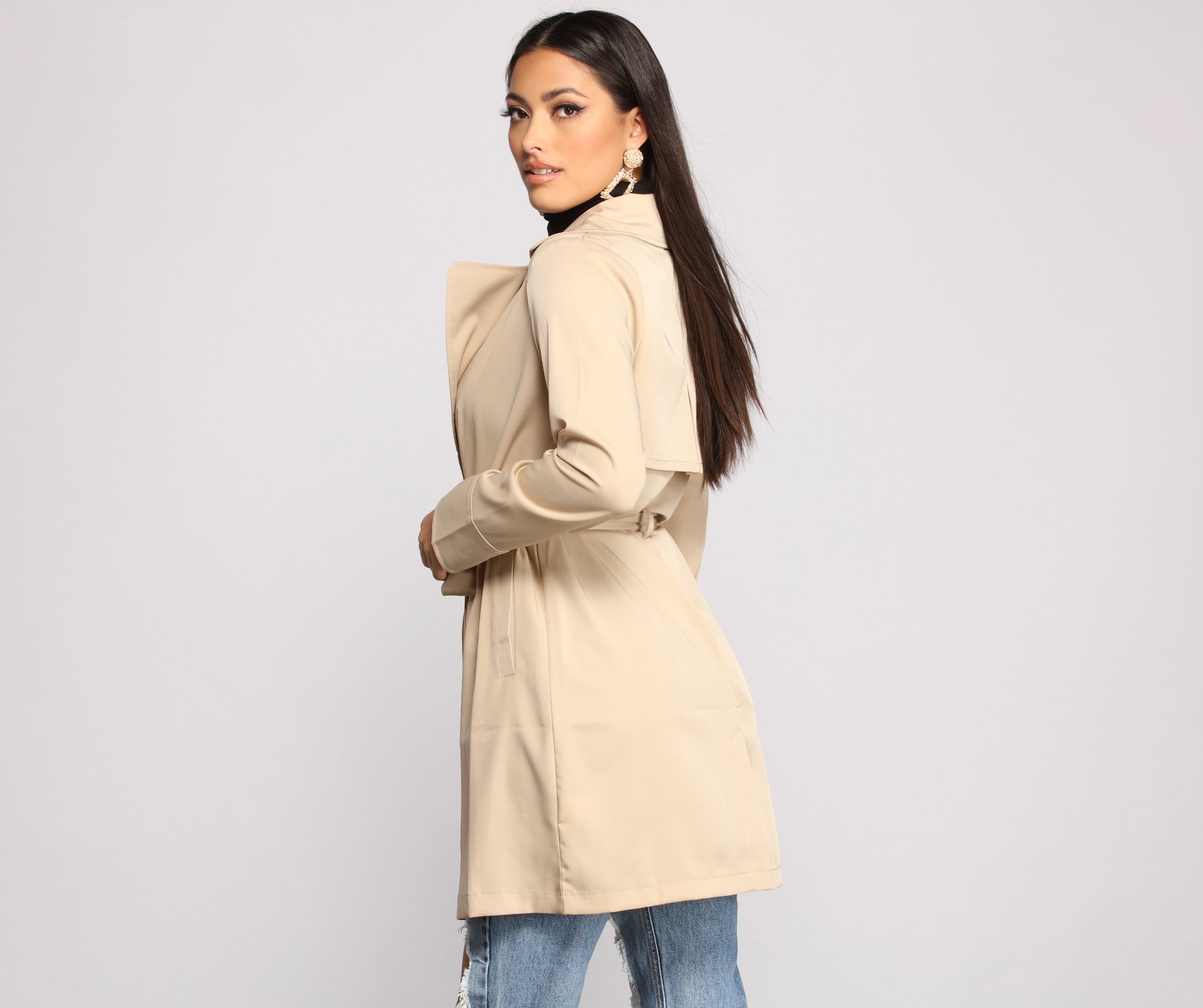 A Chic Moment Tie Front Trench Coat - Image 2