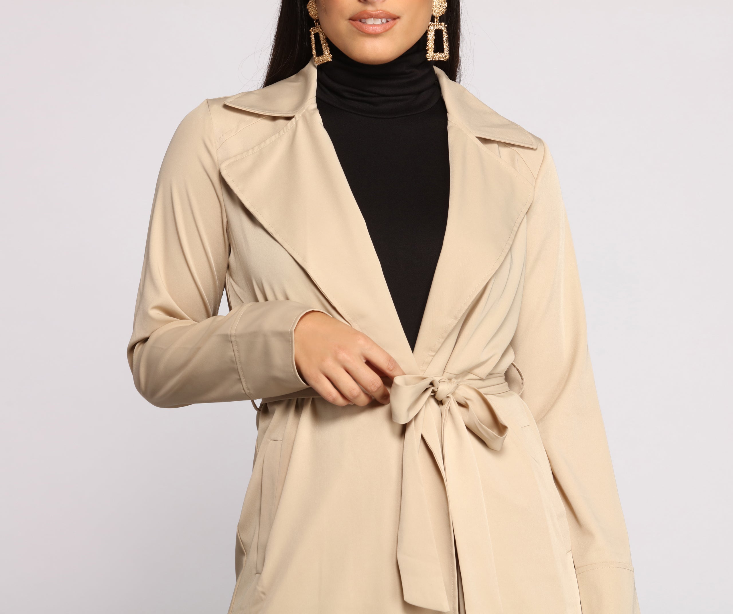 A Chic Moment Tie Front Trench Coat - Image 3