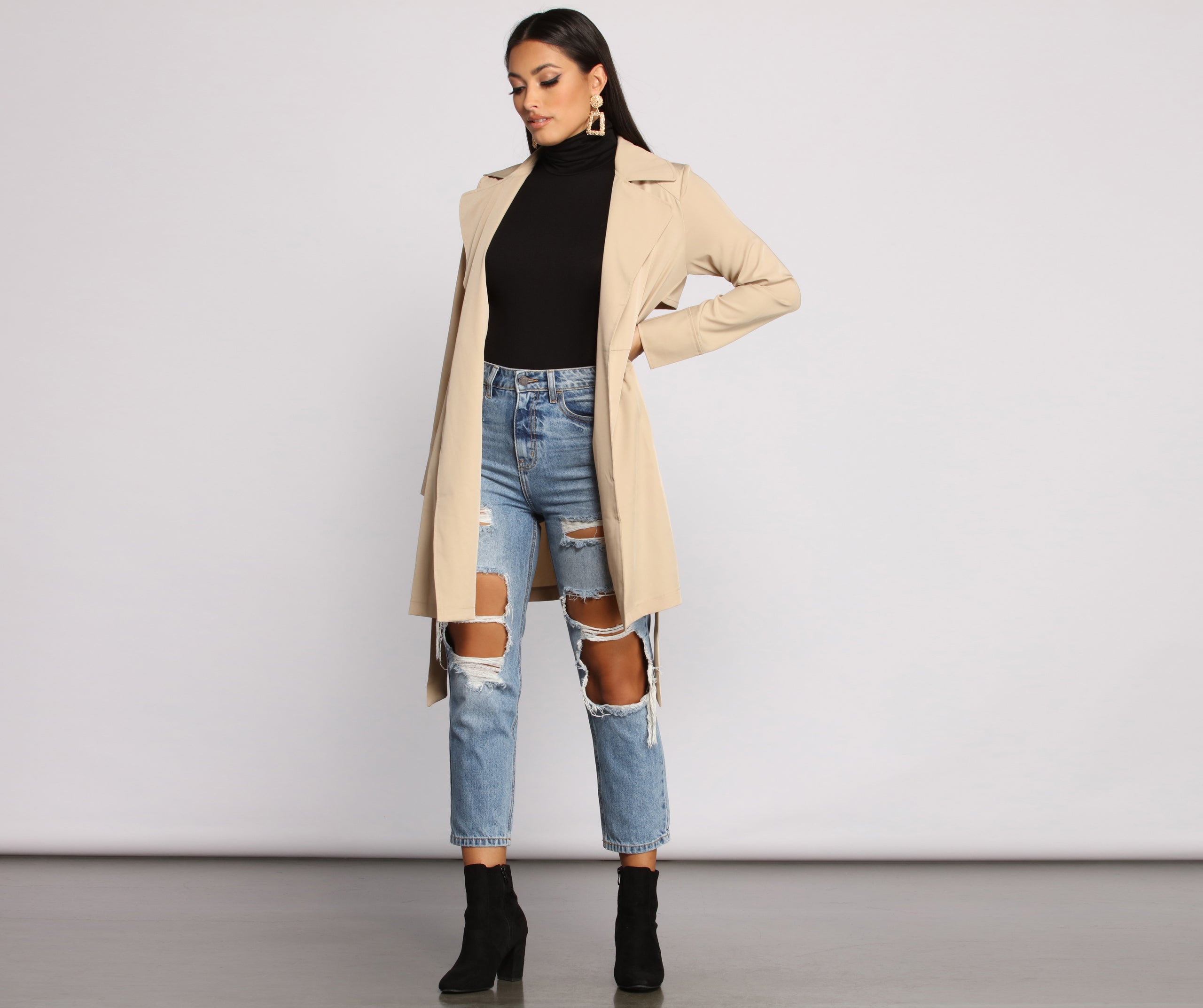 A Chic Moment Tie Front Trench Coat - Image 4