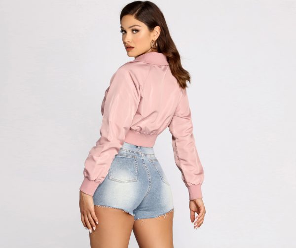 Never Too Busy Cropped Bomber Jacket - Image 2