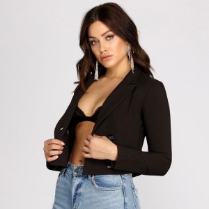 Double Breasted Cropped Blazer