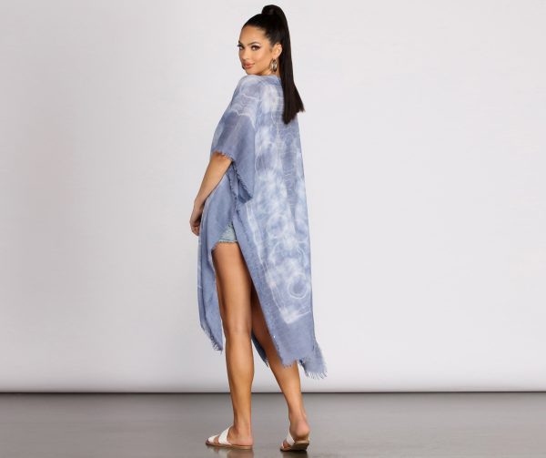 Color Splash Tie Dye Tie Front Kimono - Image 6