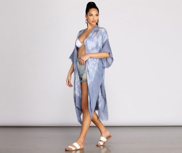 Color Splash Tie Dye Tie Front Kimono - Image 8