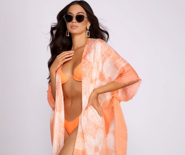 Color Splash Tie Dye Tie Front Kimono - Image 2