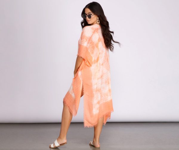 Color Splash Tie Dye Tie Front Kimono - Image 3