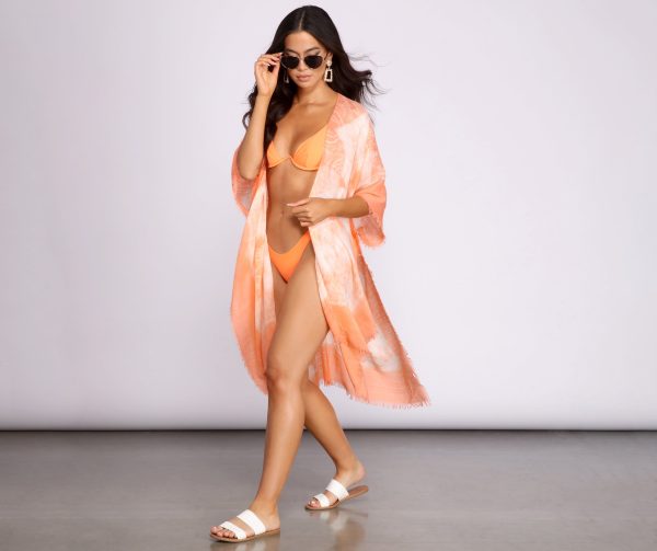 Color Splash Tie Dye Tie Front Kimono - Image 4