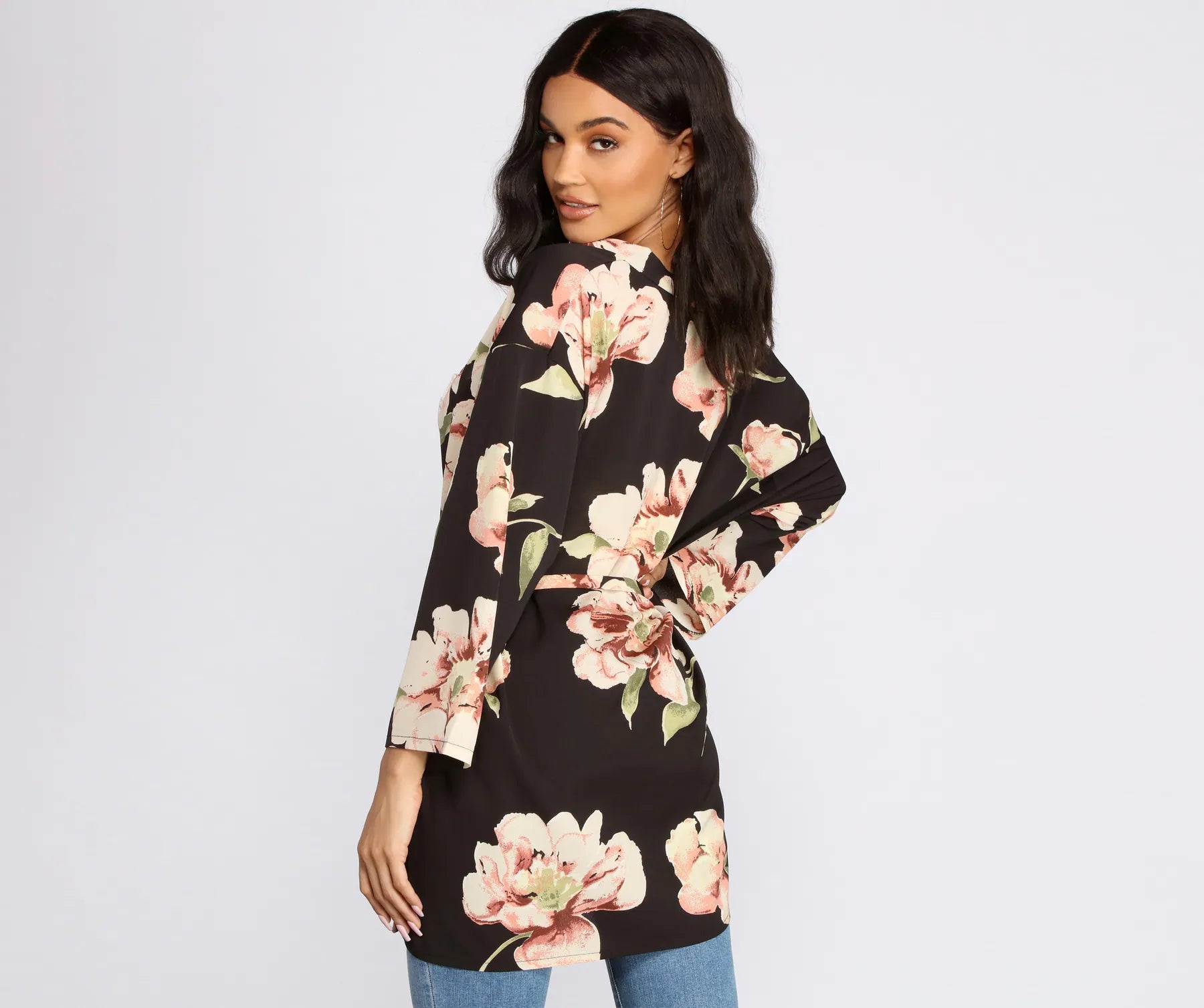 Wildflower Floral Belted Kimono - Image 2