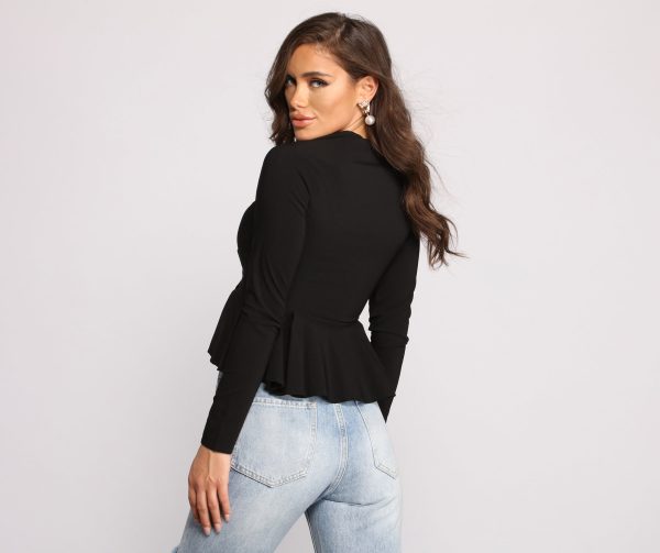 Poised Zip Up Peplum Top - Image 2