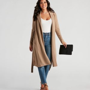 Making Moves Tie Waist Trench