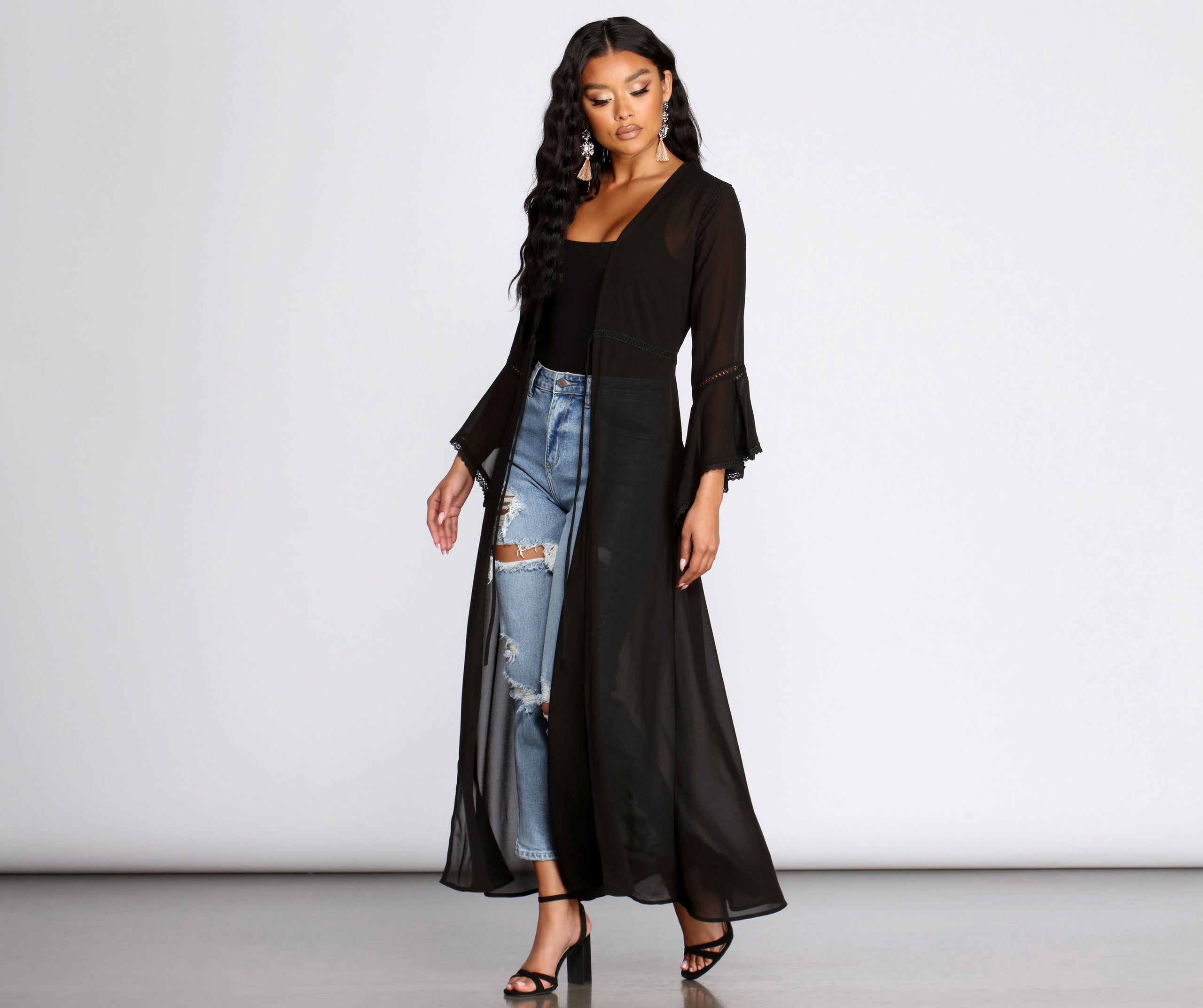 Gypsy Queen Chiffon Bell Sleeve Duster - Image 9