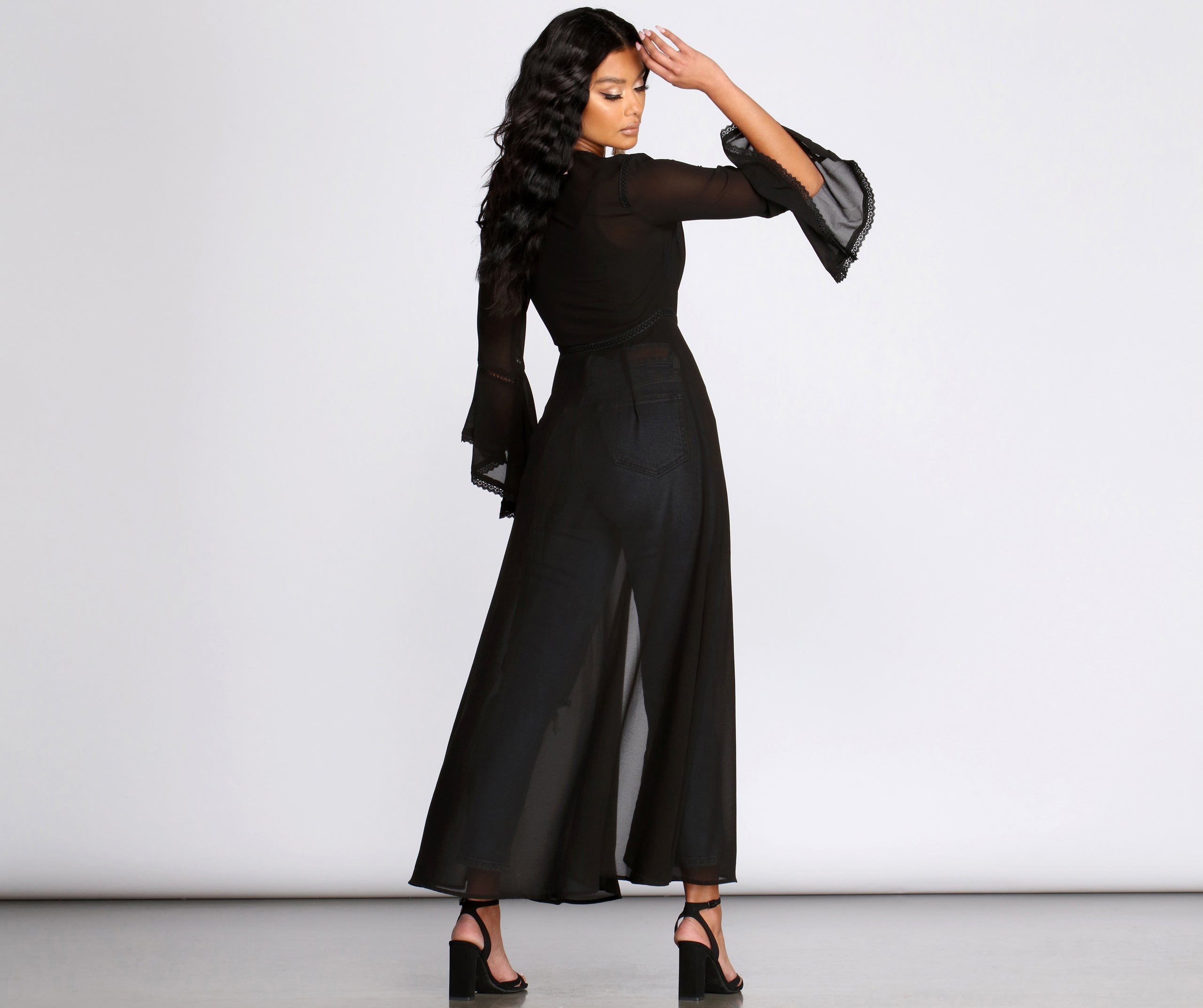 Gypsy Queen Chiffon Bell Sleeve Duster - Image 10