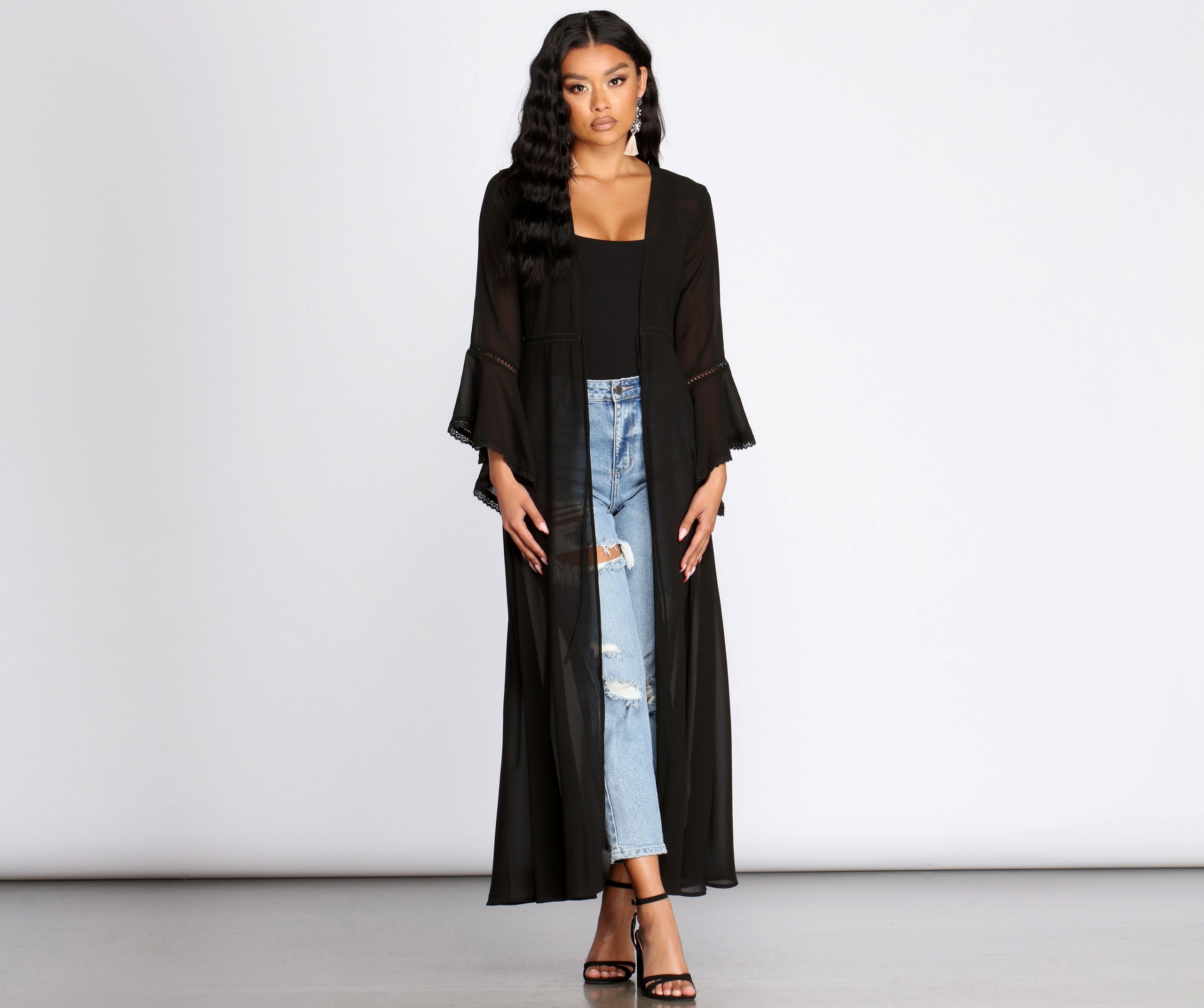 Gypsy Queen Chiffon Bell Sleeve Duster - Image 11