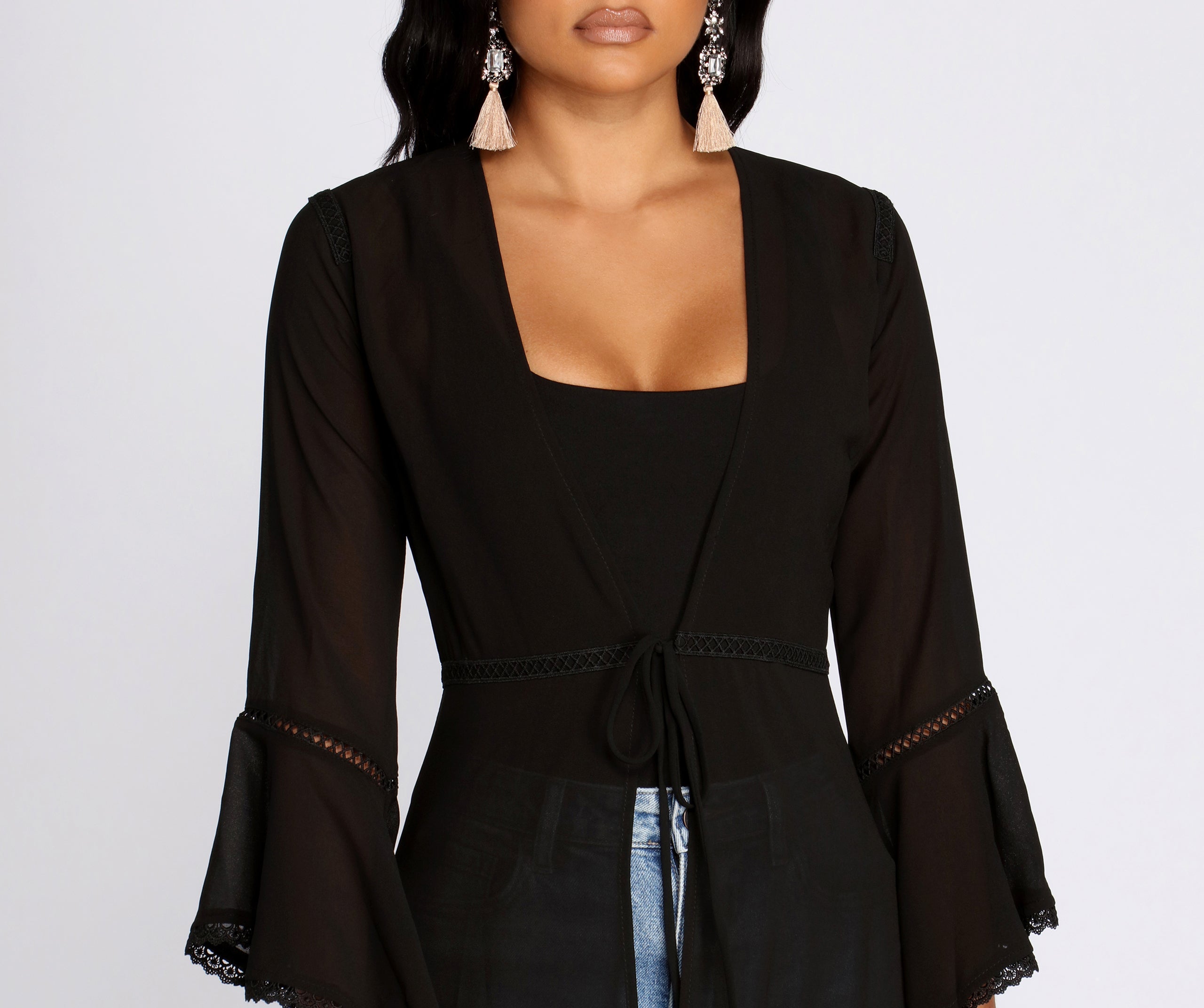 Gypsy Queen Chiffon Bell Sleeve Duster - Image 12