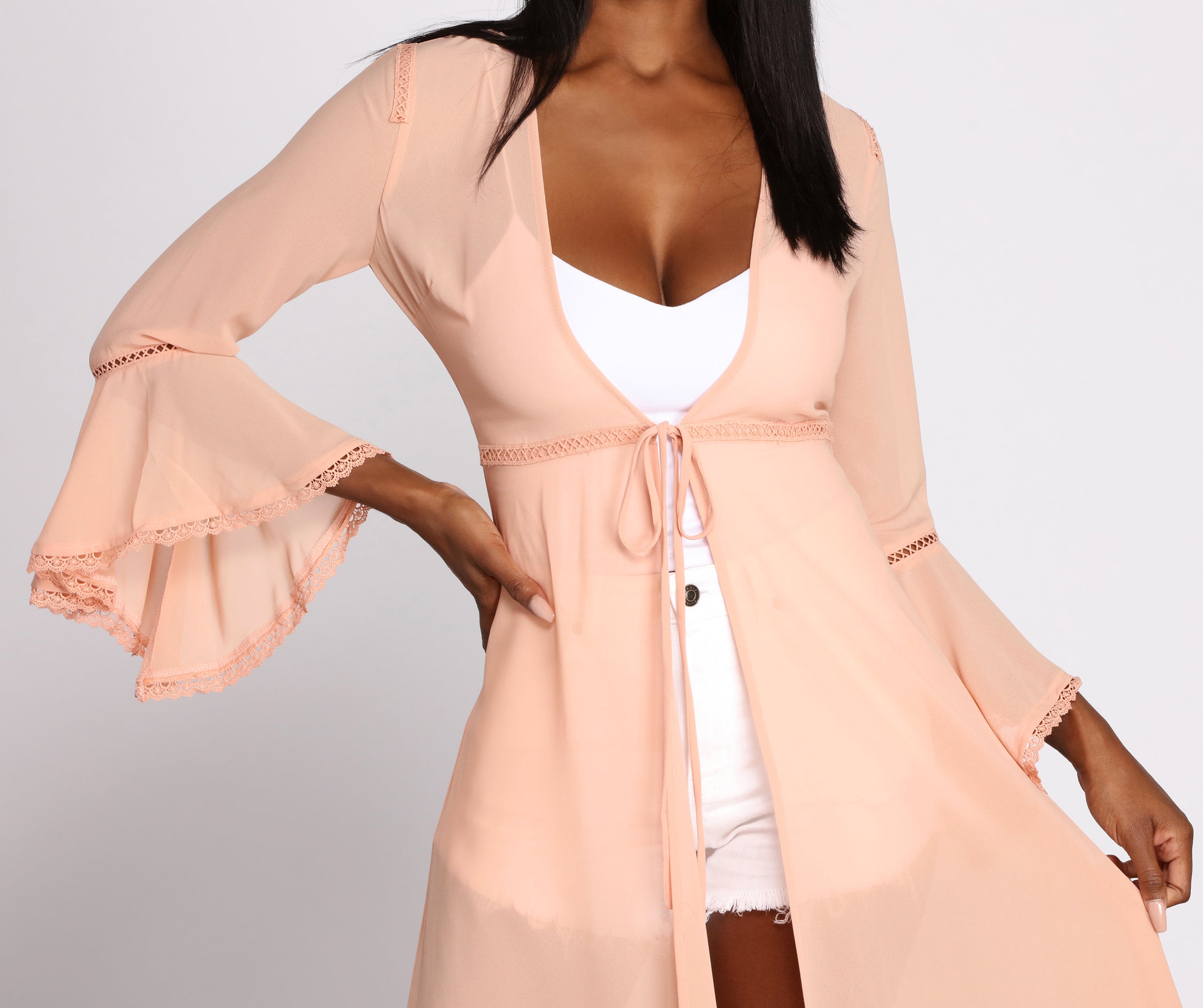 Gypsy Queen Chiffon Bell Sleeve Duster - Image 3