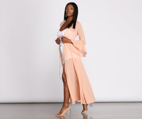 Gypsy Queen Chiffon Bell Sleeve Duster - Image 4