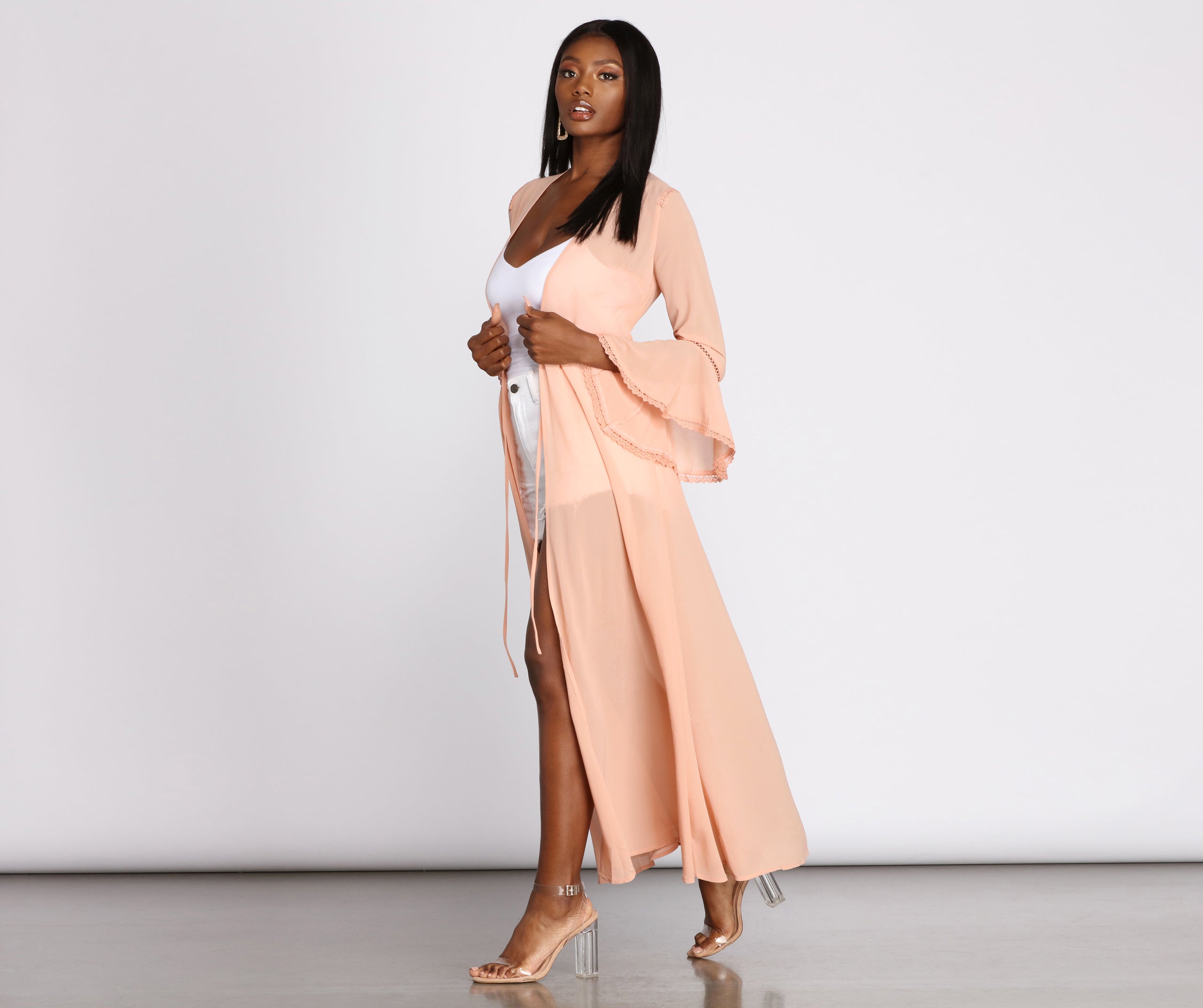 Gypsy Queen Chiffon Bell Sleeve Duster - Image 4
