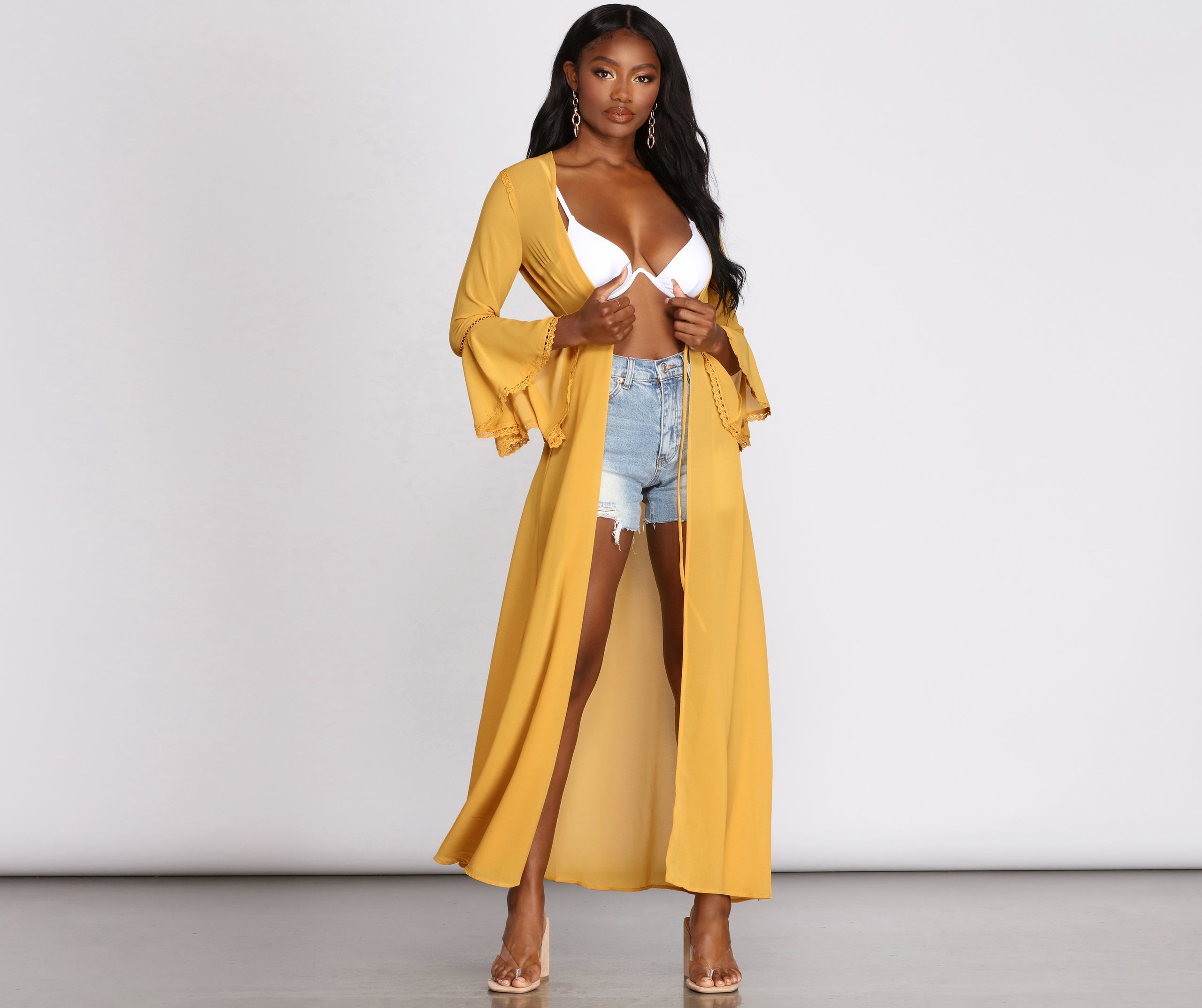 Gypsy Queen Chiffon Bell Sleeve Duster - Image 5