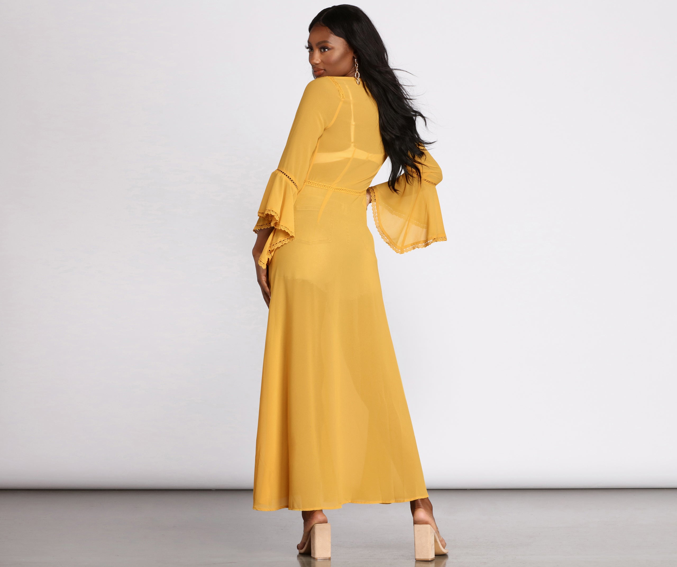 Gypsy Queen Chiffon Bell Sleeve Duster - Image 6