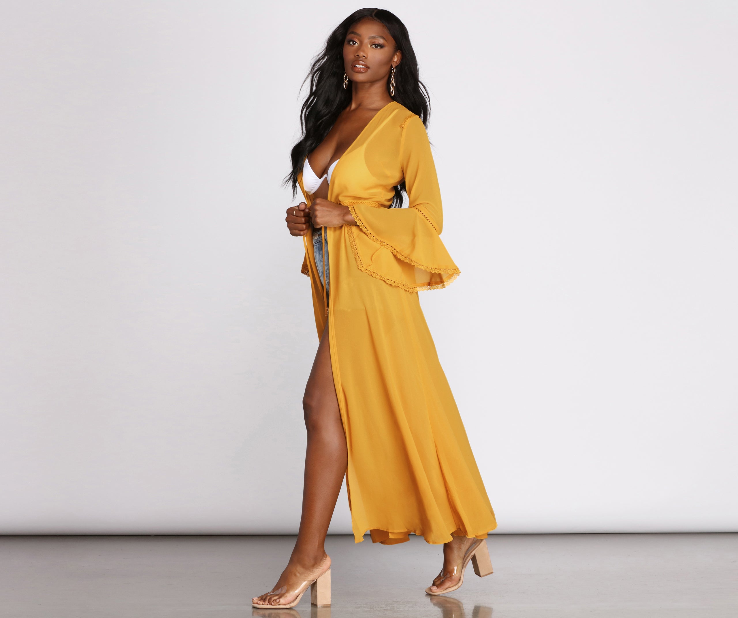 Gypsy Queen Chiffon Bell Sleeve Duster - Image 7