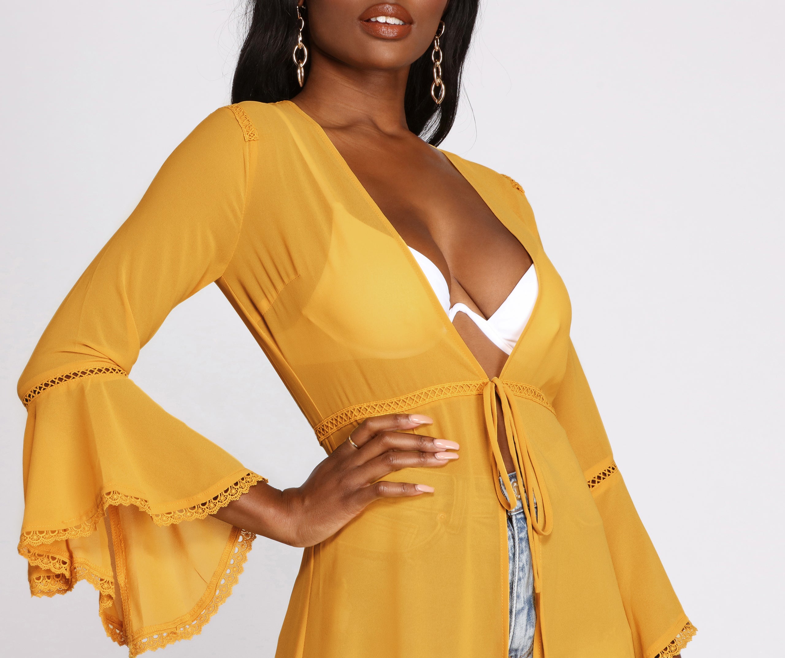 Gypsy Queen Chiffon Bell Sleeve Duster - Image 8