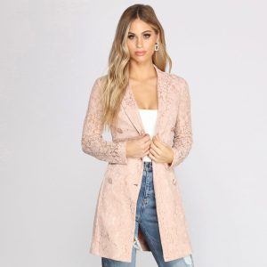 True Love Satin Belted Lace Trench Coat