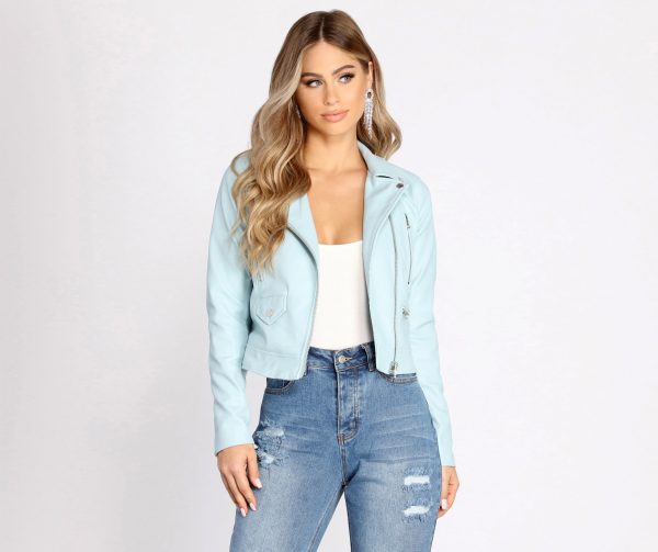 Edgy Chic Faux Leather Moto Jacket - Image 5