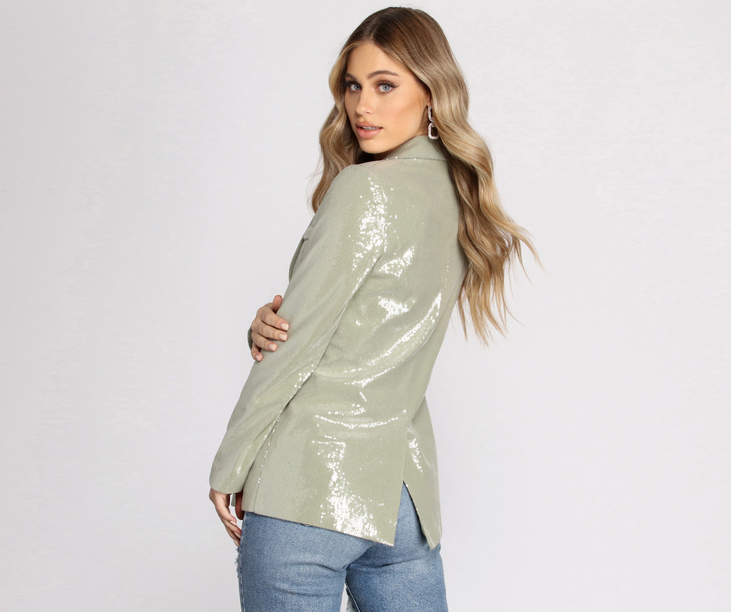 Sequins Are Forever Sage Blazer - Image 2