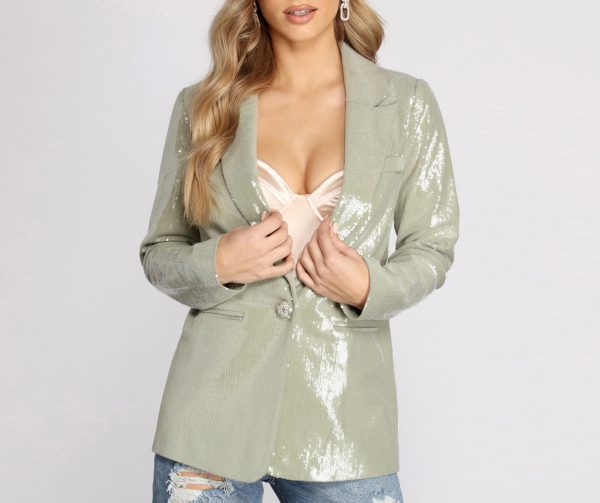 Sequins Are Forever Sage Blazer - Image 3