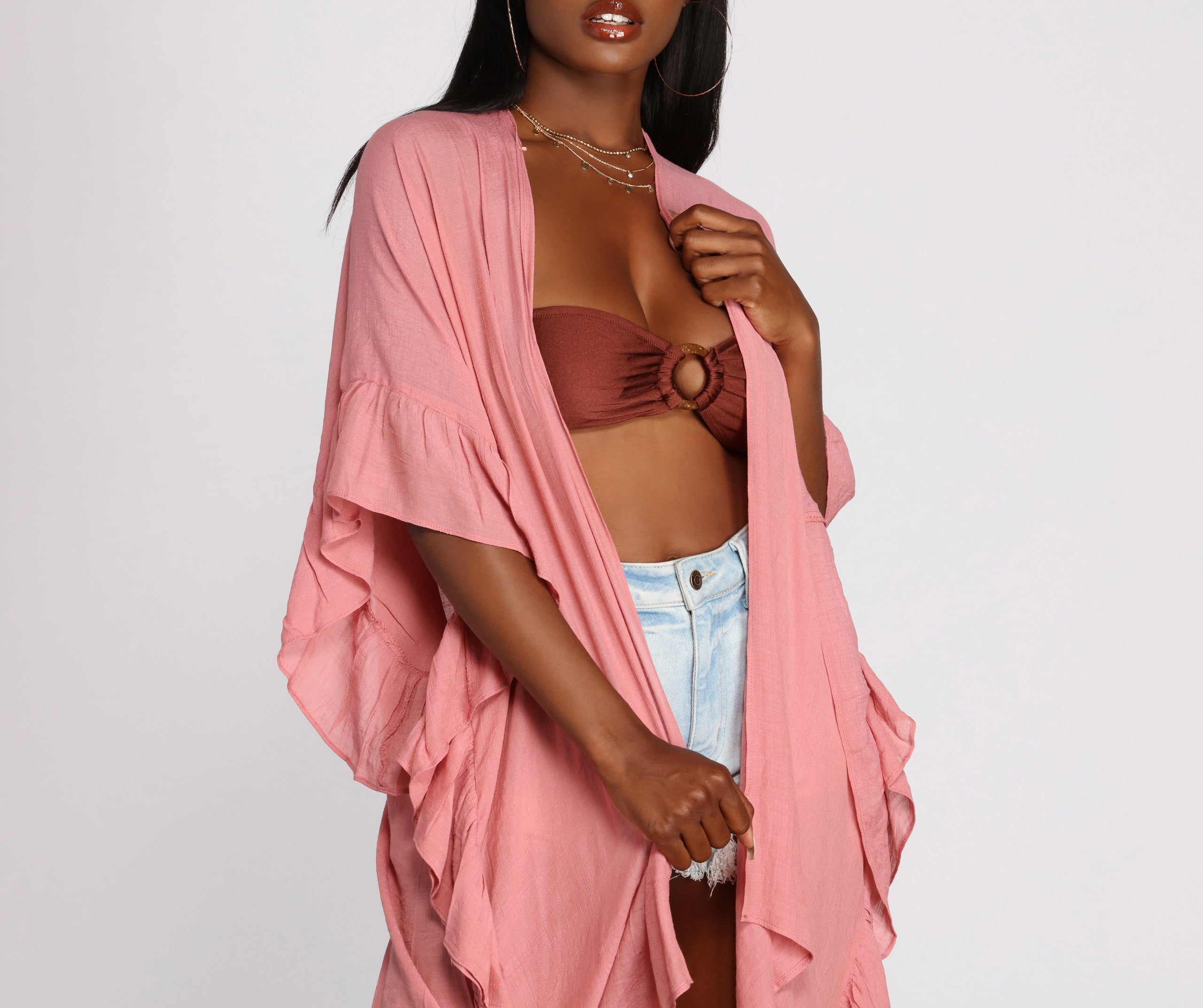 Just Relaxin' Ruffled Kimono - Image 4